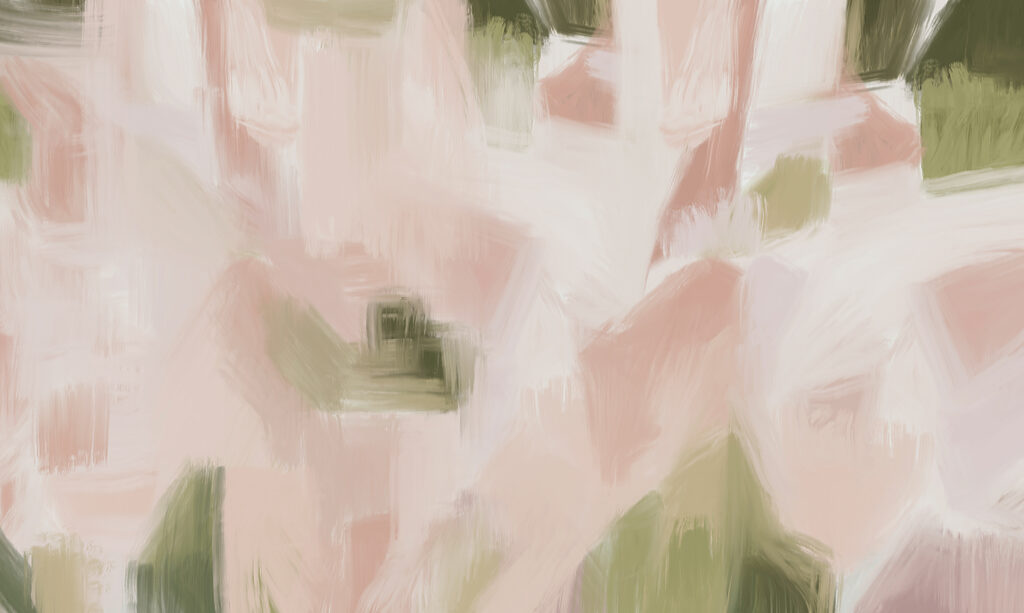 Pinceladas rosas y verdes — diseño completo