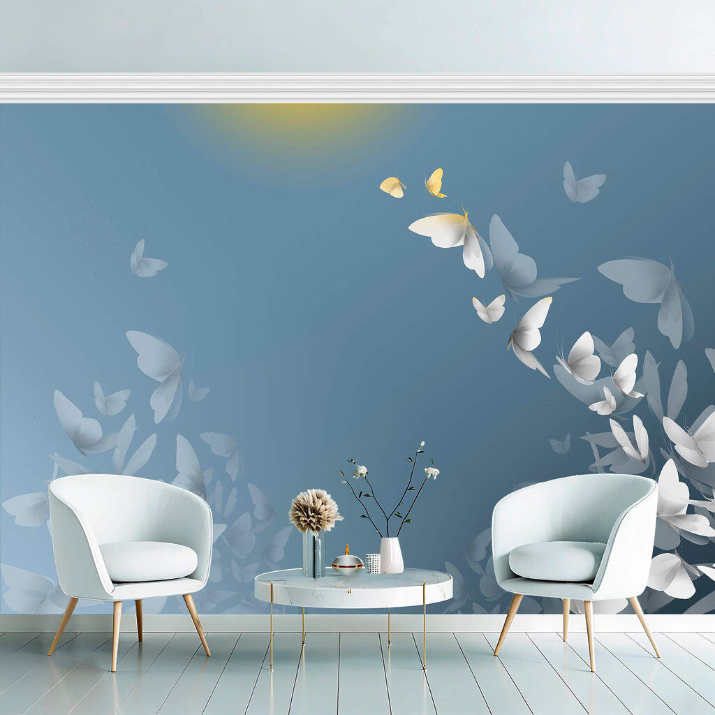 Mariposas sobre azul — interior 1