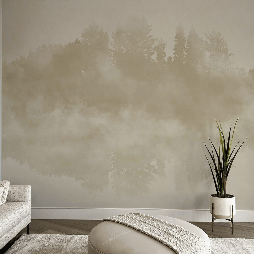 Bosquecillo en la niebla en un interior