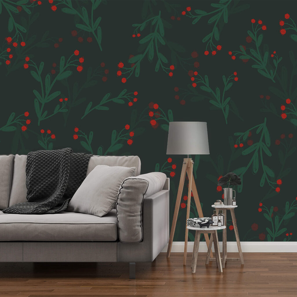 Bayas rojas sobre verde — interior 2
