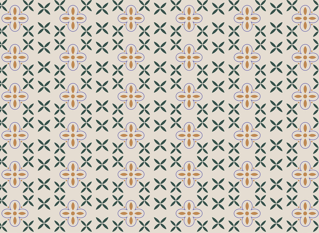 Flores entre pequeñas cruces — diseño completo