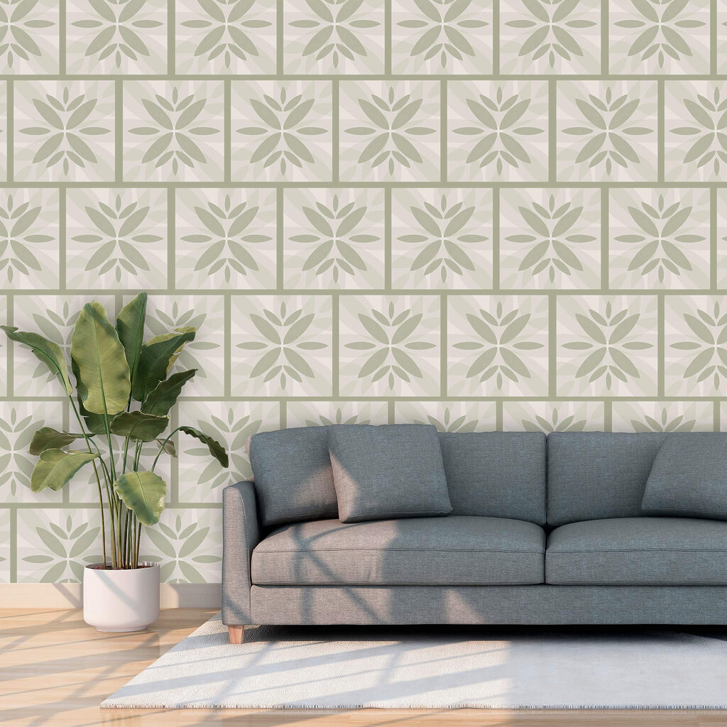 Azulejos verdes con flores — interior 2