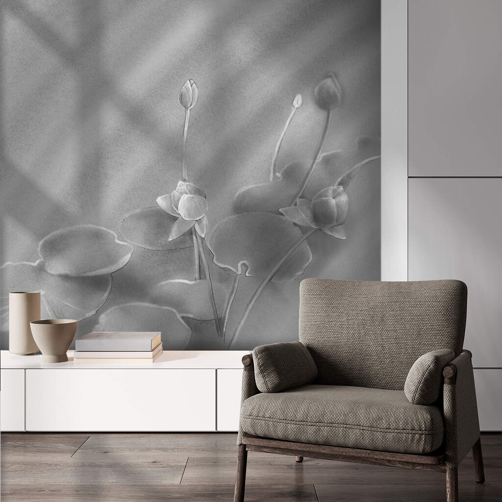 Flores bajo rayos diagonales — interior 2