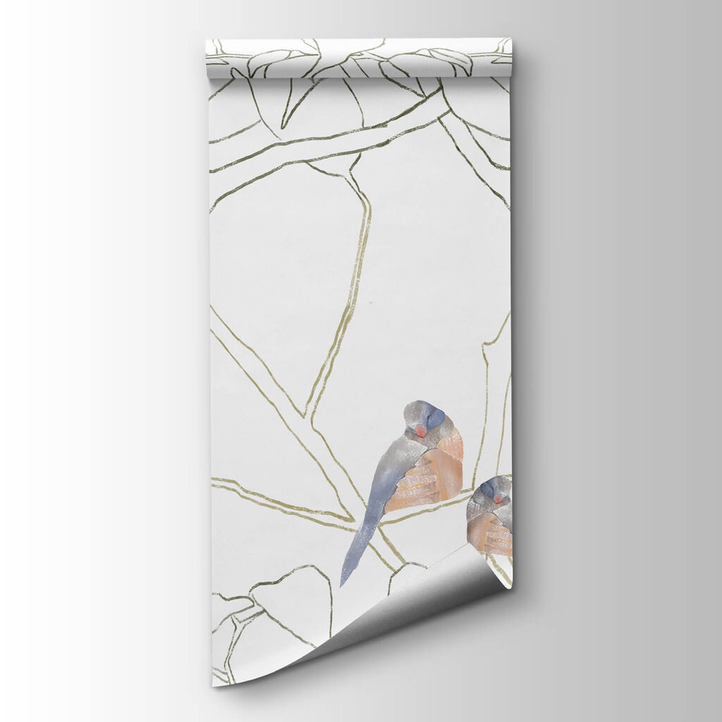 Aves entre ramas dibujadas — vista del producto