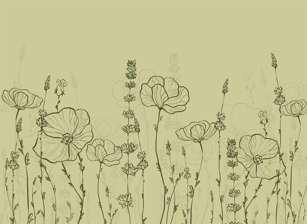 Líneas de flores finas — diseño completo