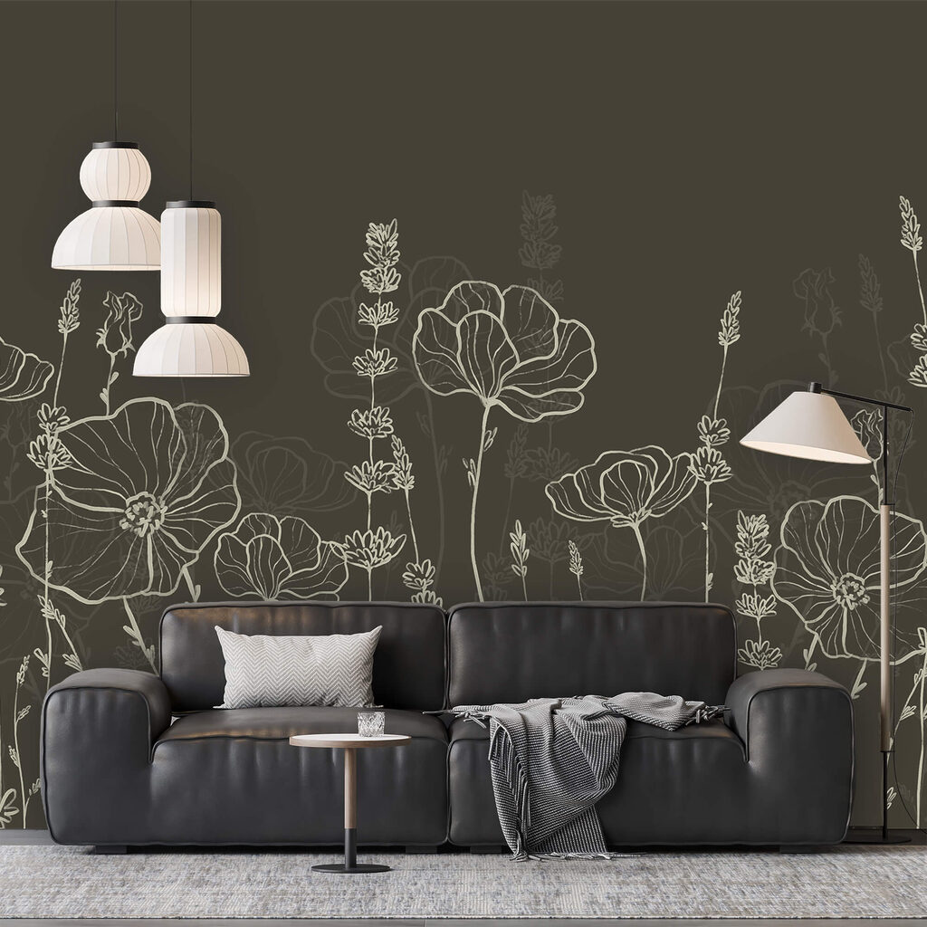 Líneas de flores finas en un interior