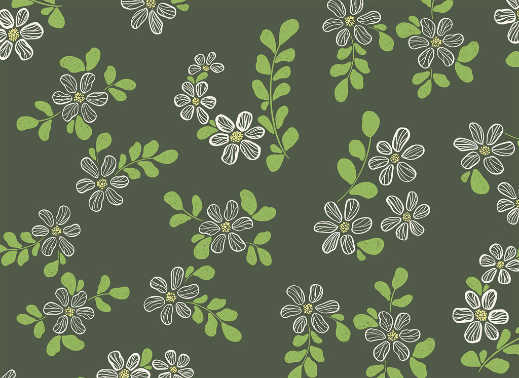 Flores con hojas verdes — diseño completo