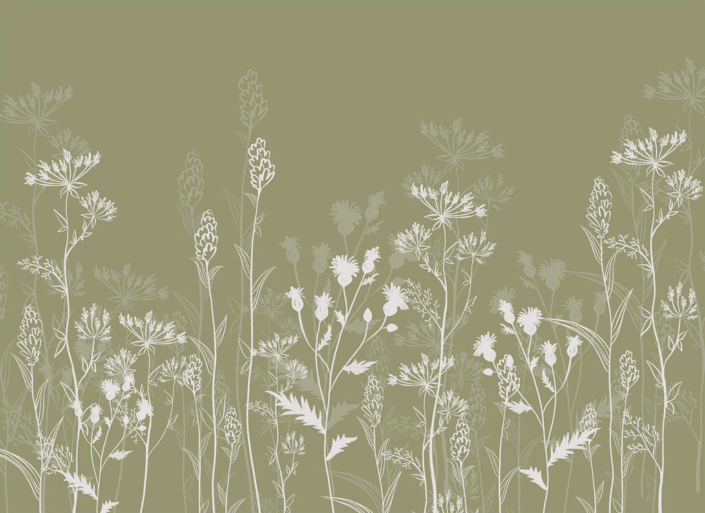 Tallos altos, verde oliva — diseño completo