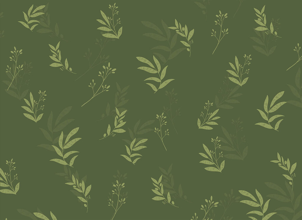 Ramitas sobre verde bosque — diseño completo