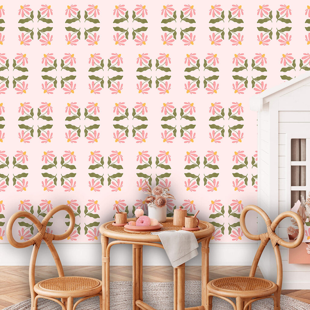 Flores rosas, tallos verdes — interior 1