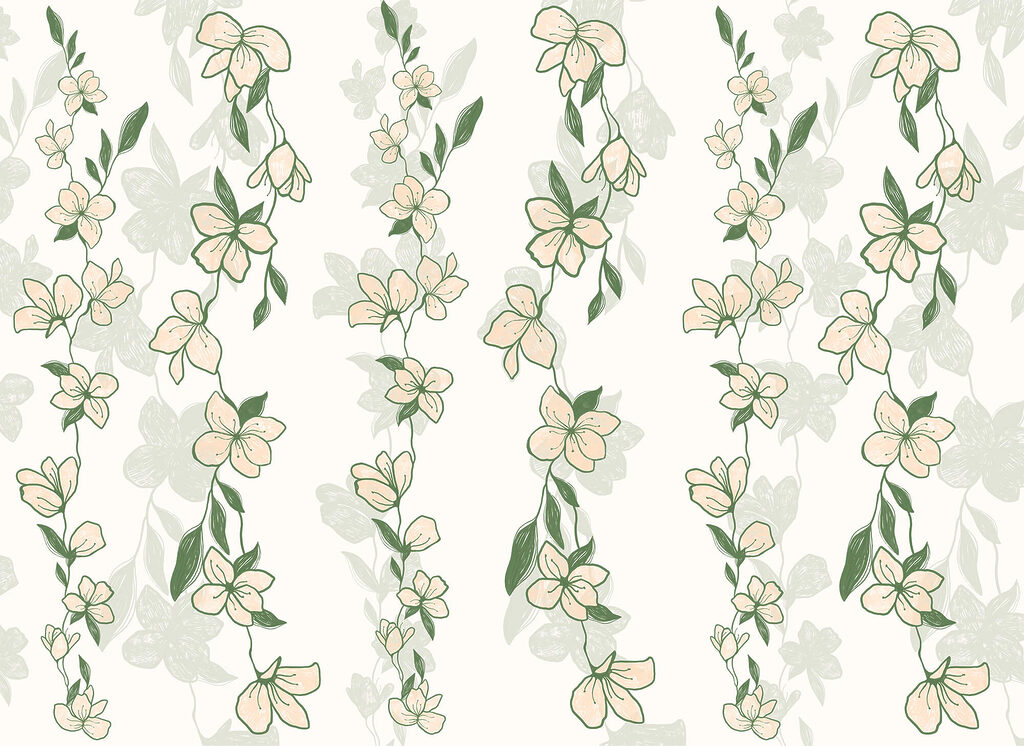 Ramas florales verdes — diseño completo