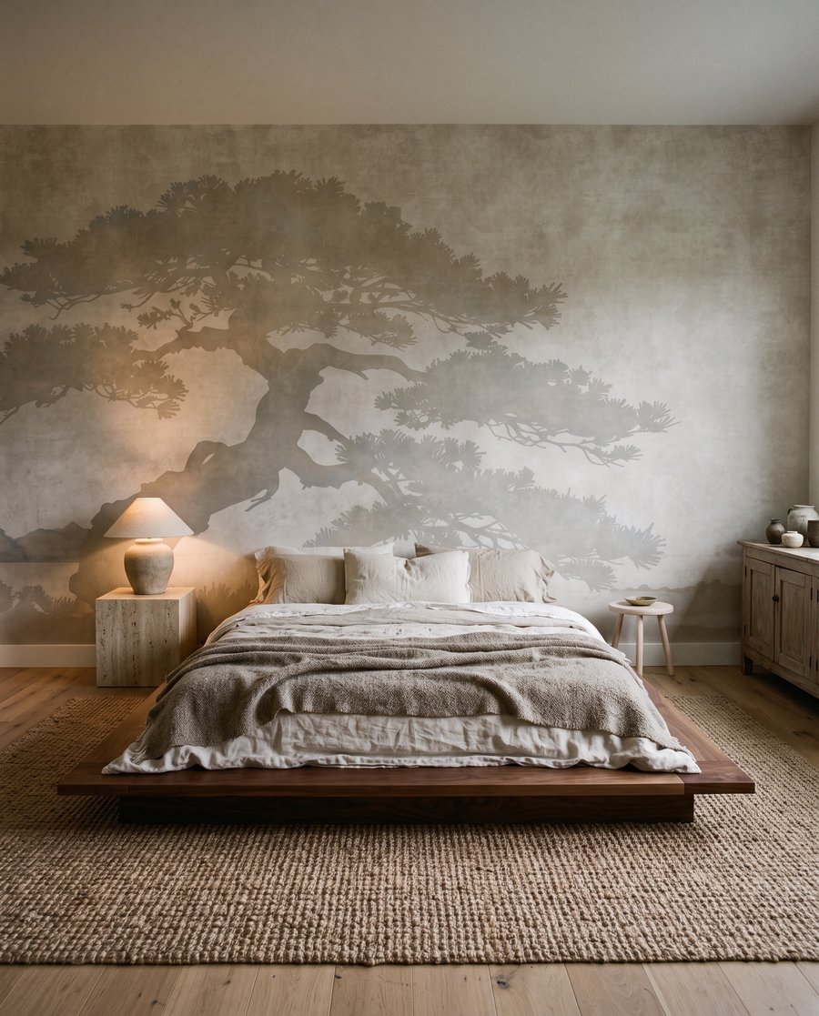 Árbol en la niebla en un interior