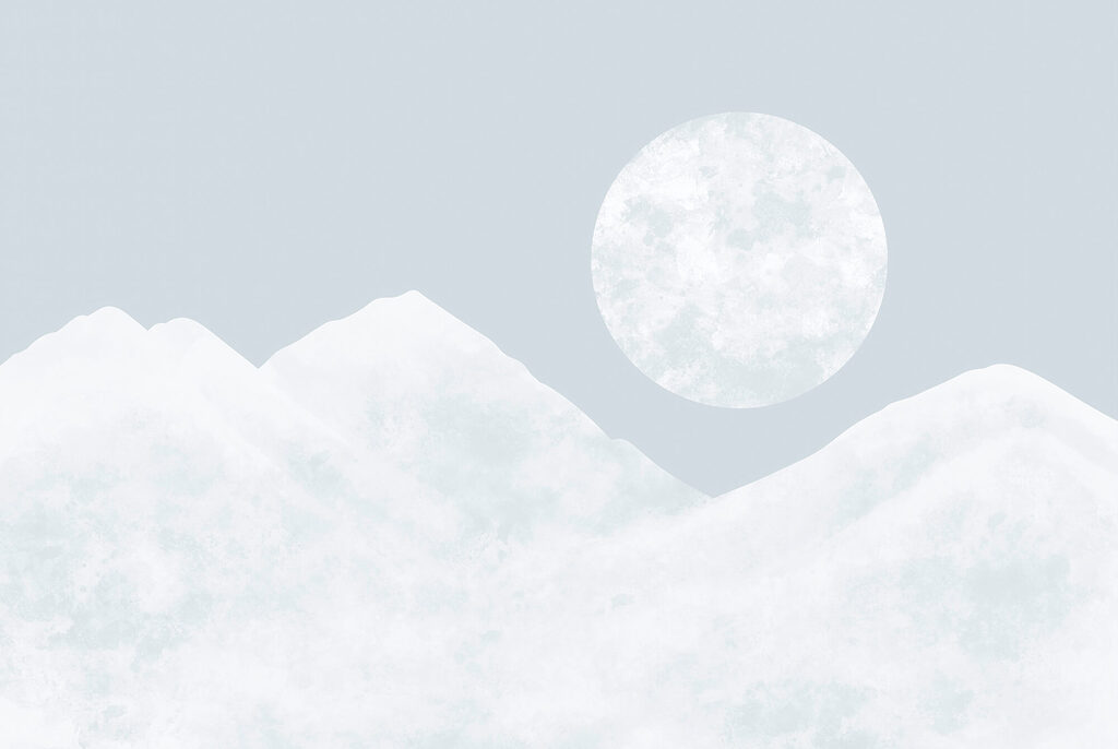 Luna llena sobre montañas — diseño completo