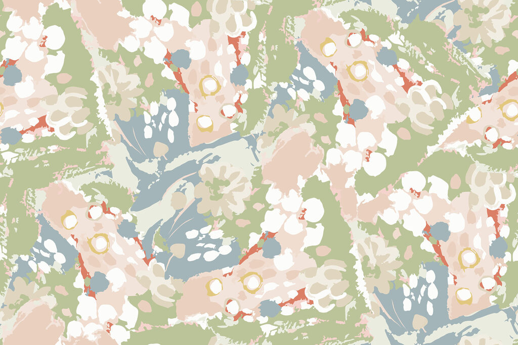 Flores en manchas suaves — diseño completo