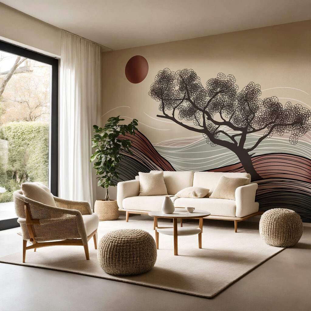 Árbol sobre líneas onduladas — interior 2