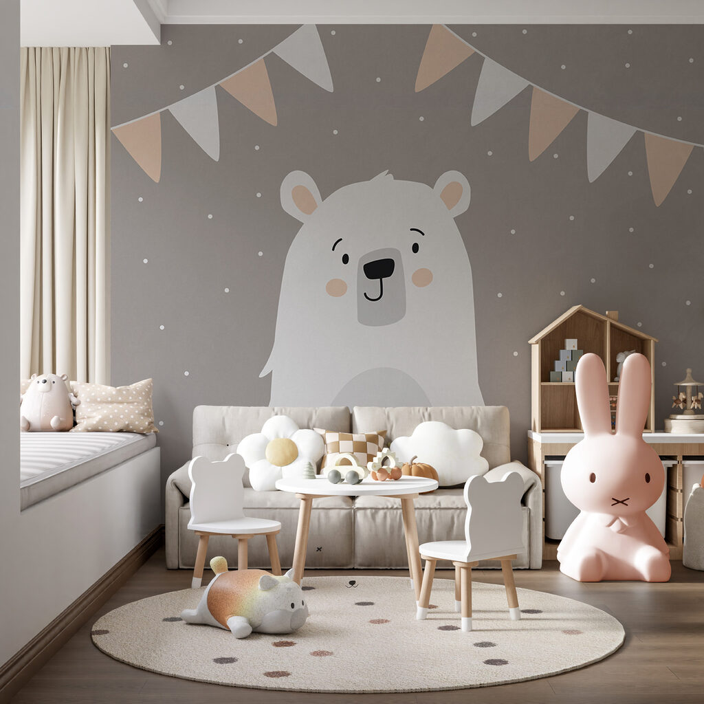 Oso blanco con banderines — interior 2