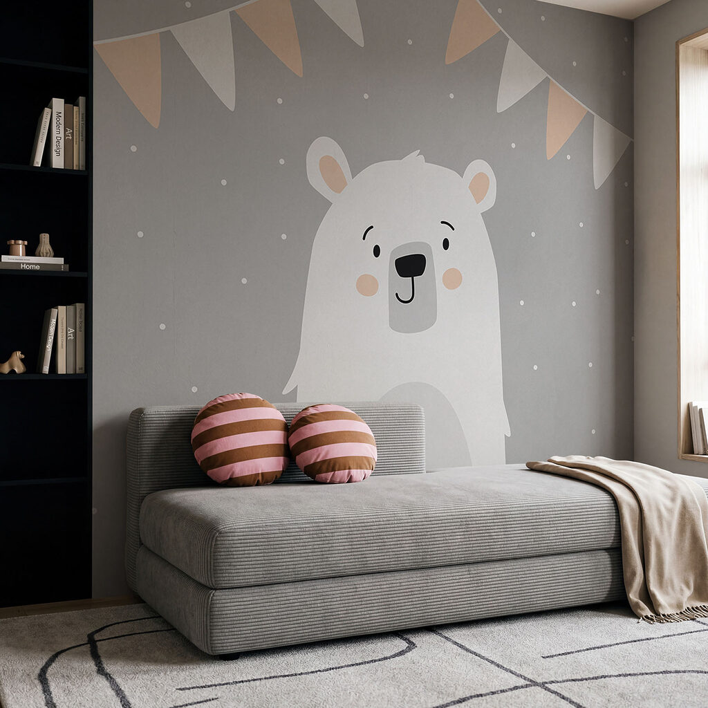 Oso blanco con banderines — interior 1