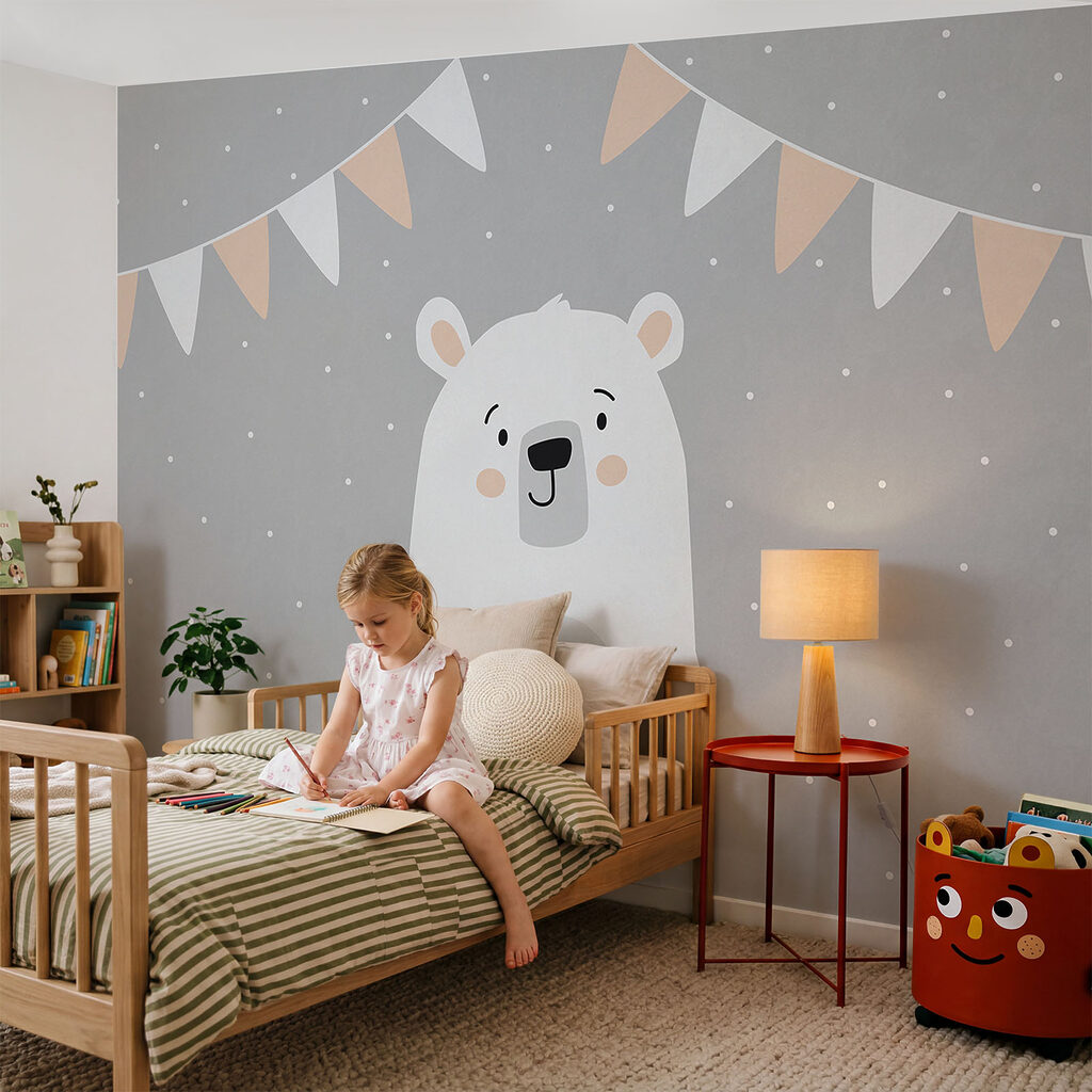 Oso blanco con banderines — interior 2