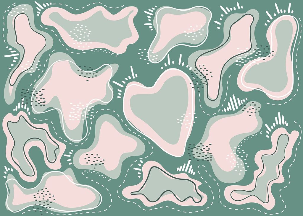 Formas con bordes punteados — diseño completo