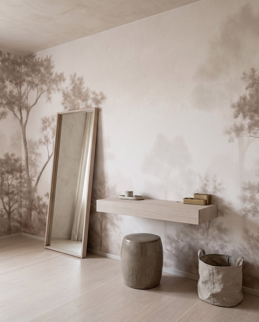 Árboles tras neblina translúcida — interior 2