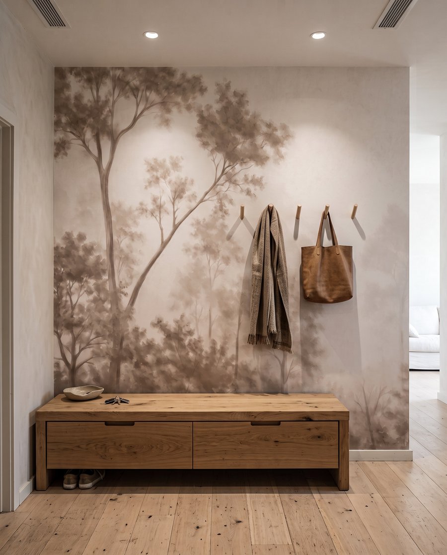 Árboles tras neblina translúcida — interior 3