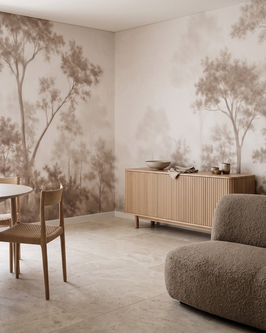Árboles tras neblina translúcida — interior 5