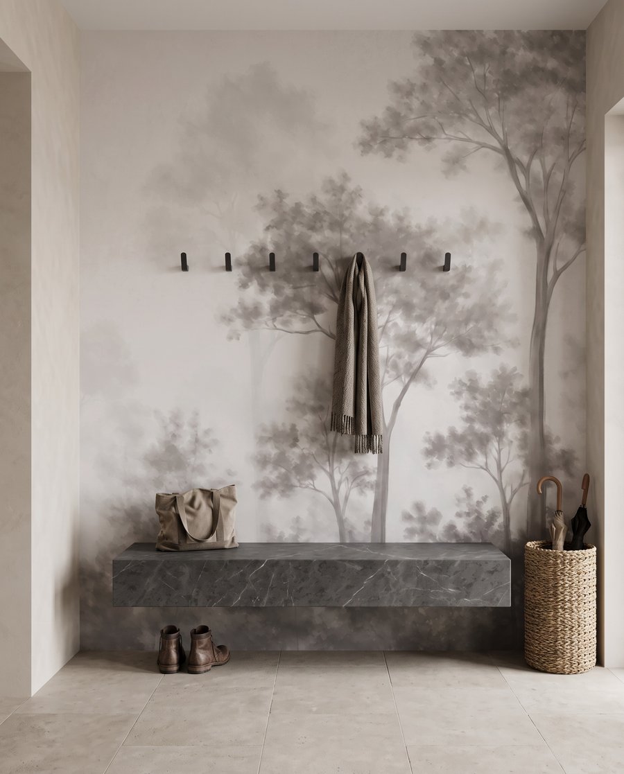 Árboles tras neblina translúcida — interior 4