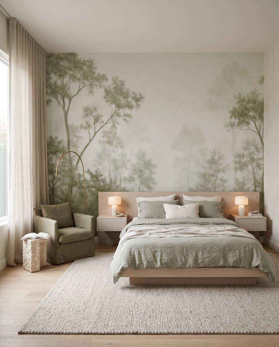 Árboles tras neblina translúcida — interior 1