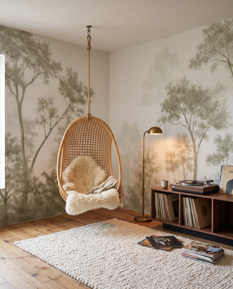 Árboles tras neblina translúcida — interior 2