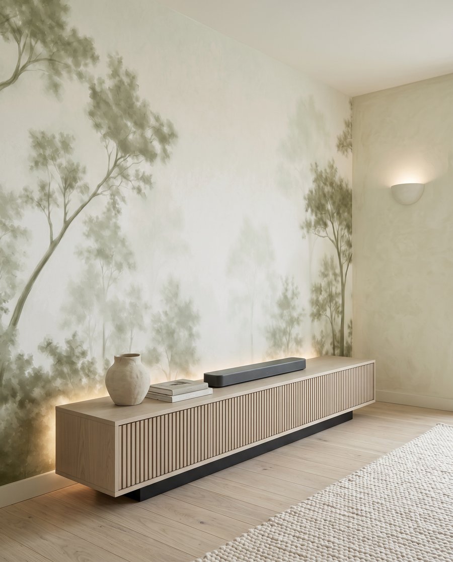 Árboles tras neblina translúcida — interior 3