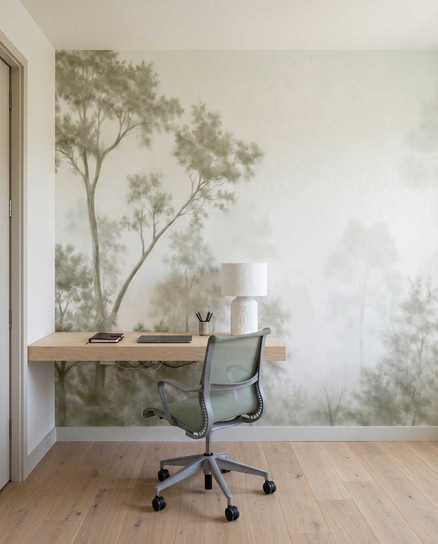 Árboles tras neblina translúcida — interior 8