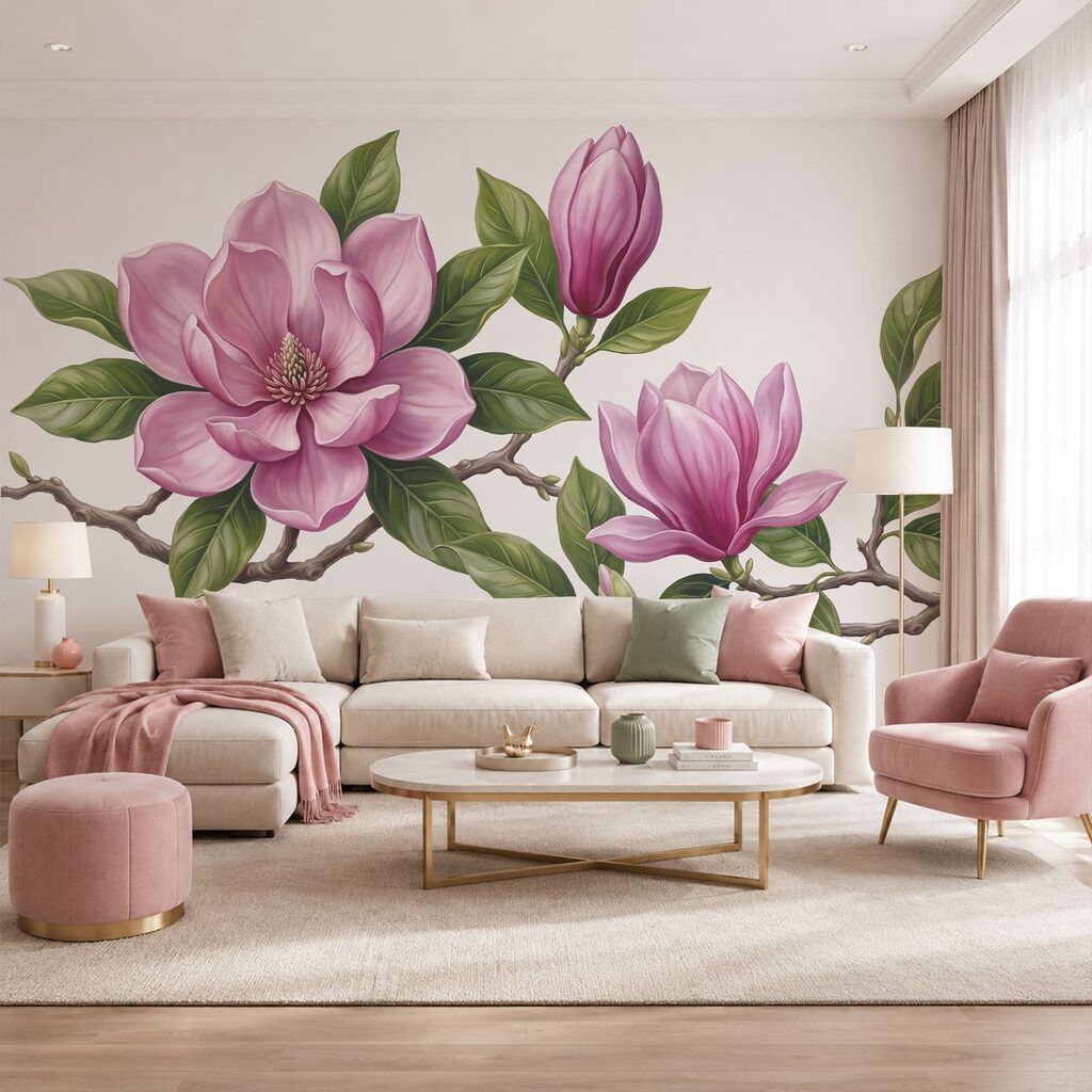 Magnolias rosas en rama — interior 1