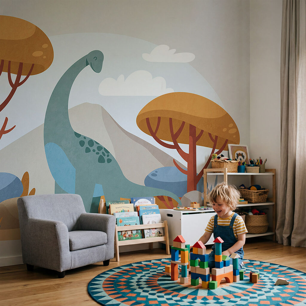 Dinosaurio entre árboles — interior 2