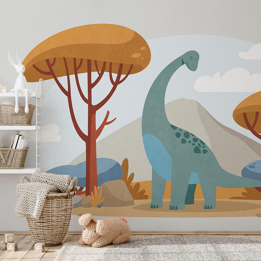 Dinosaurio entre árboles — interior 1