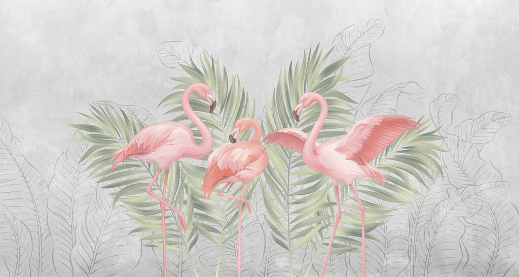 Flamencos entre palmas — diseño completo