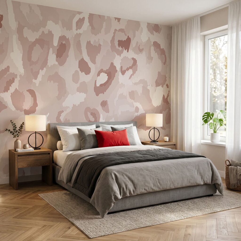 Manchas de leopardo pastel en un interior