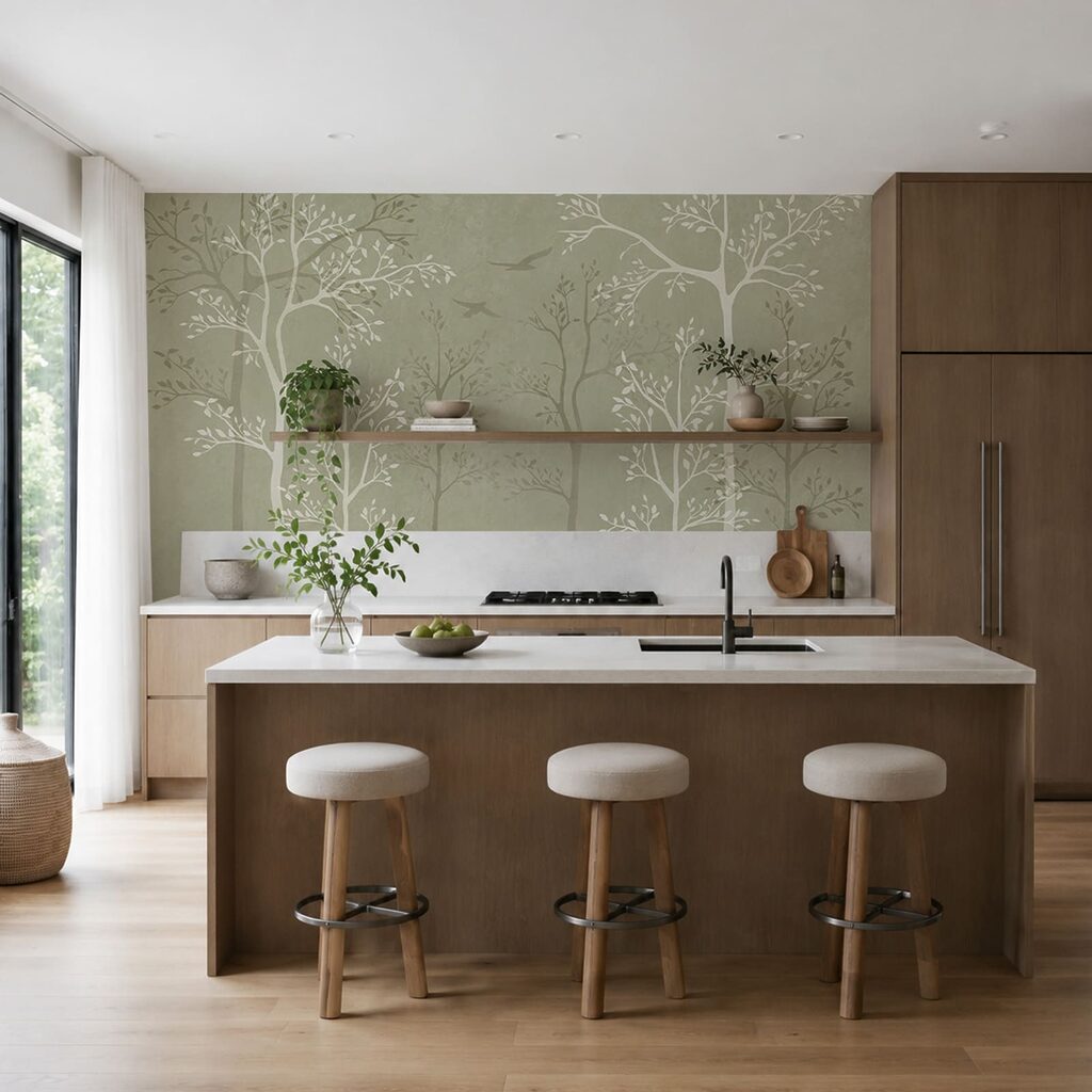 Árboles esbeltos en contraste — interior 2