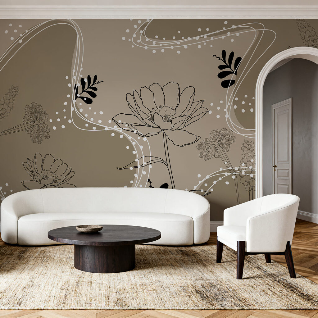 Flores entre curvas punteadas — interior 3