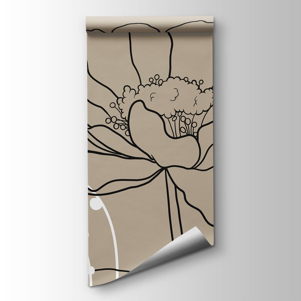 Flores entre curvas punteadas — vista del producto