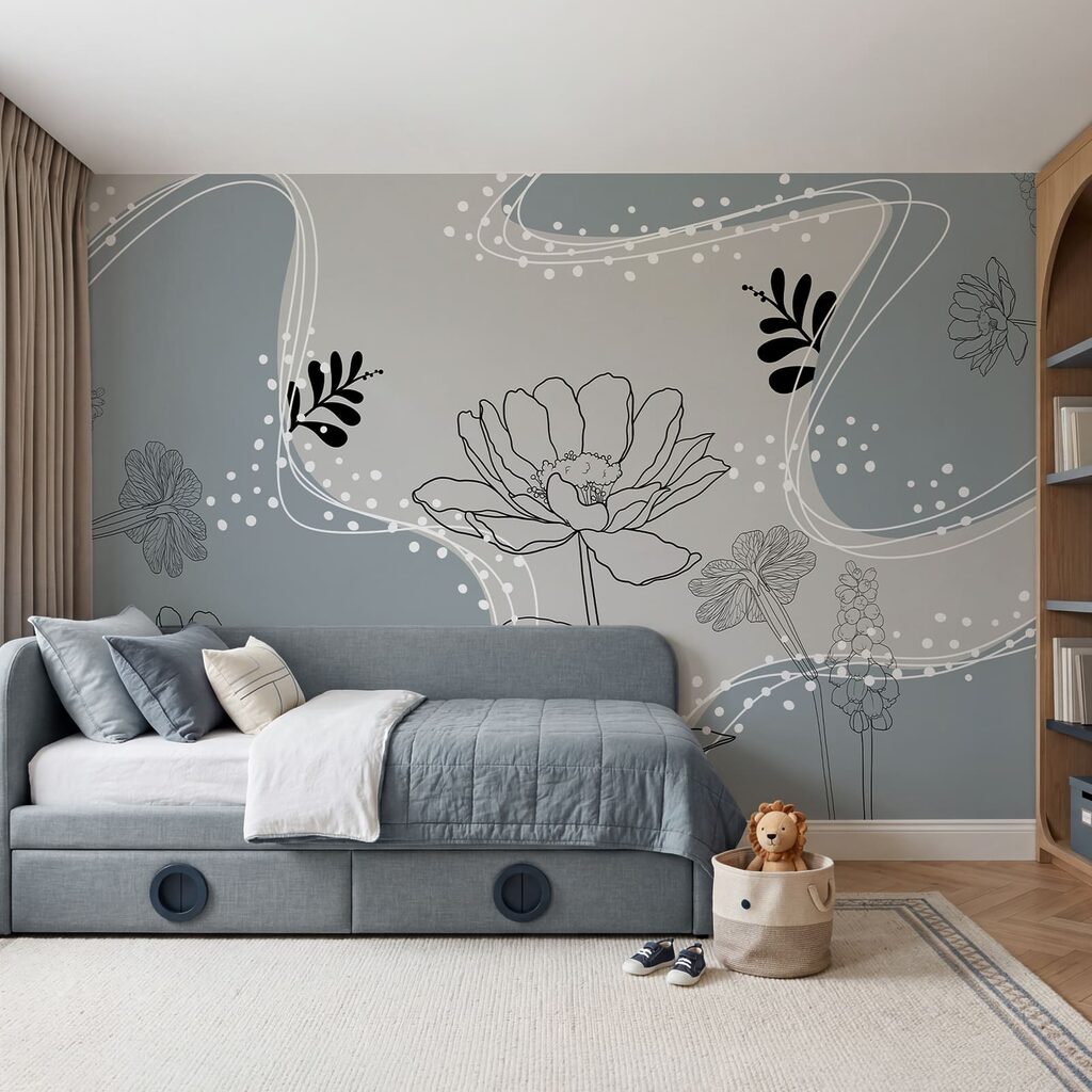 Flores entre curvas punteadas — interior 3