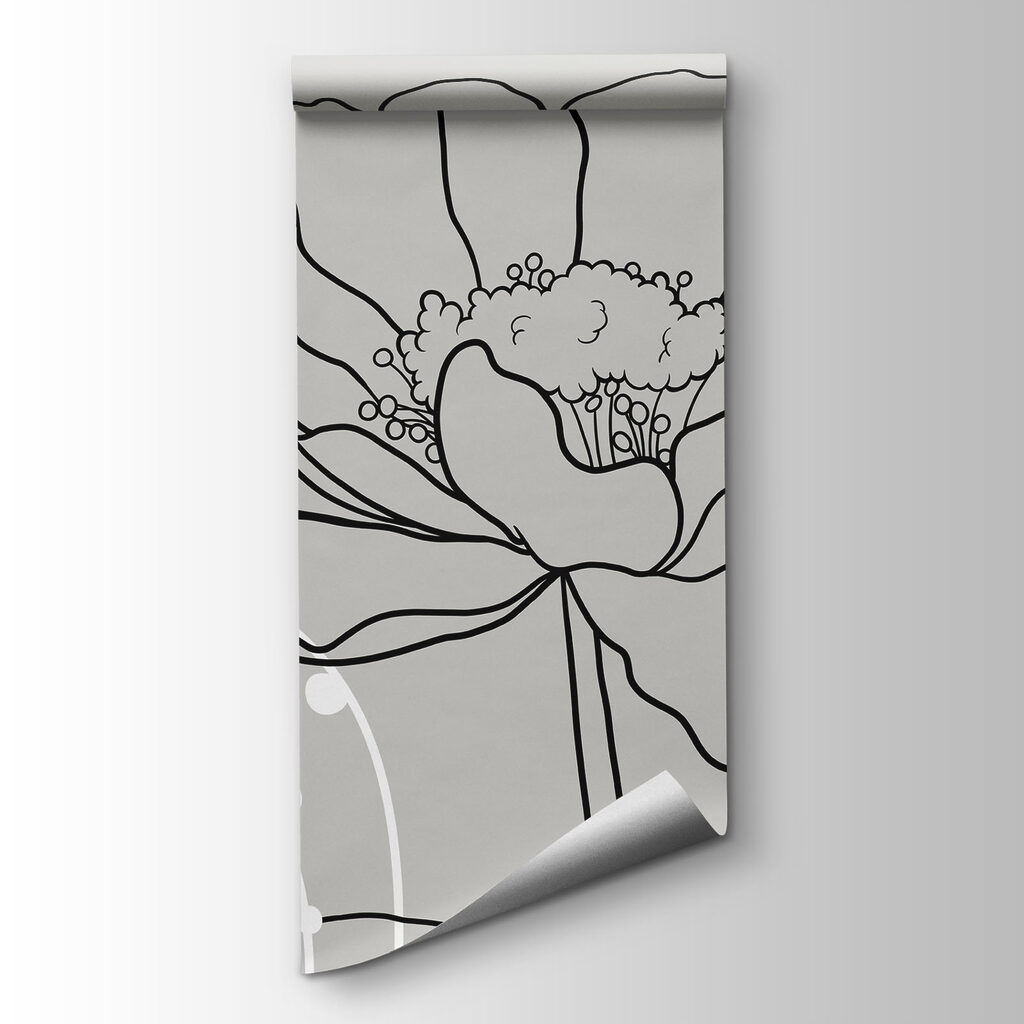 Flores entre curvas punteadas — vista del producto