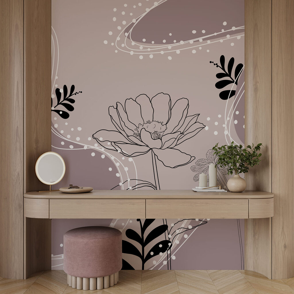 Flores entre curvas punteadas — interior 2