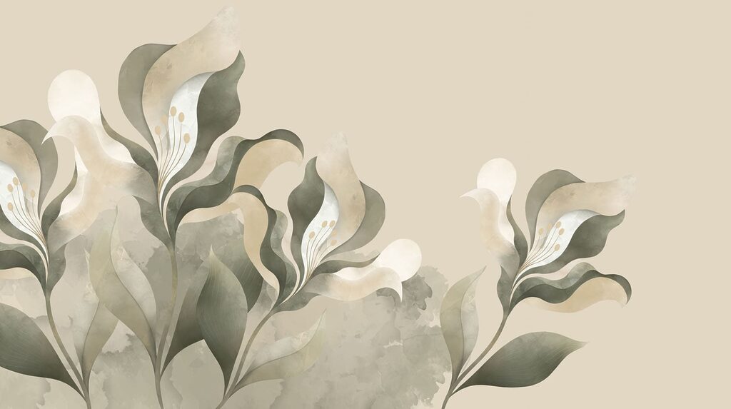 Hojas y cálices florales — diseño completo