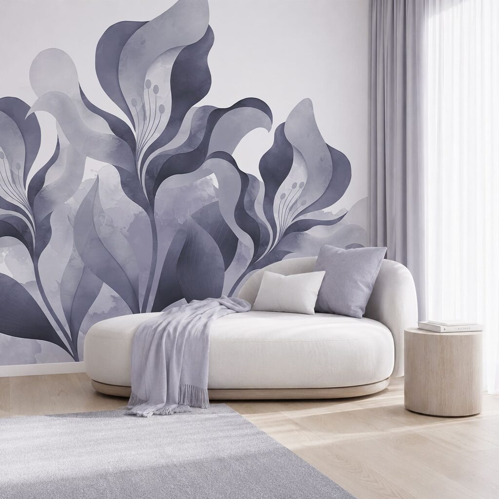 Hojas y cálices florales en un interior
