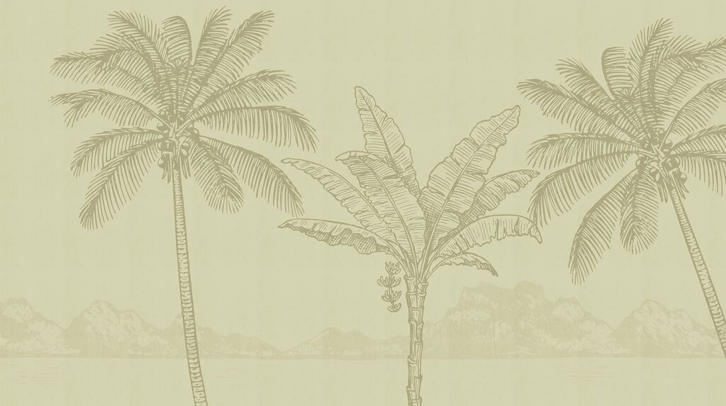 Palmeras frente a montañas — diseño completo