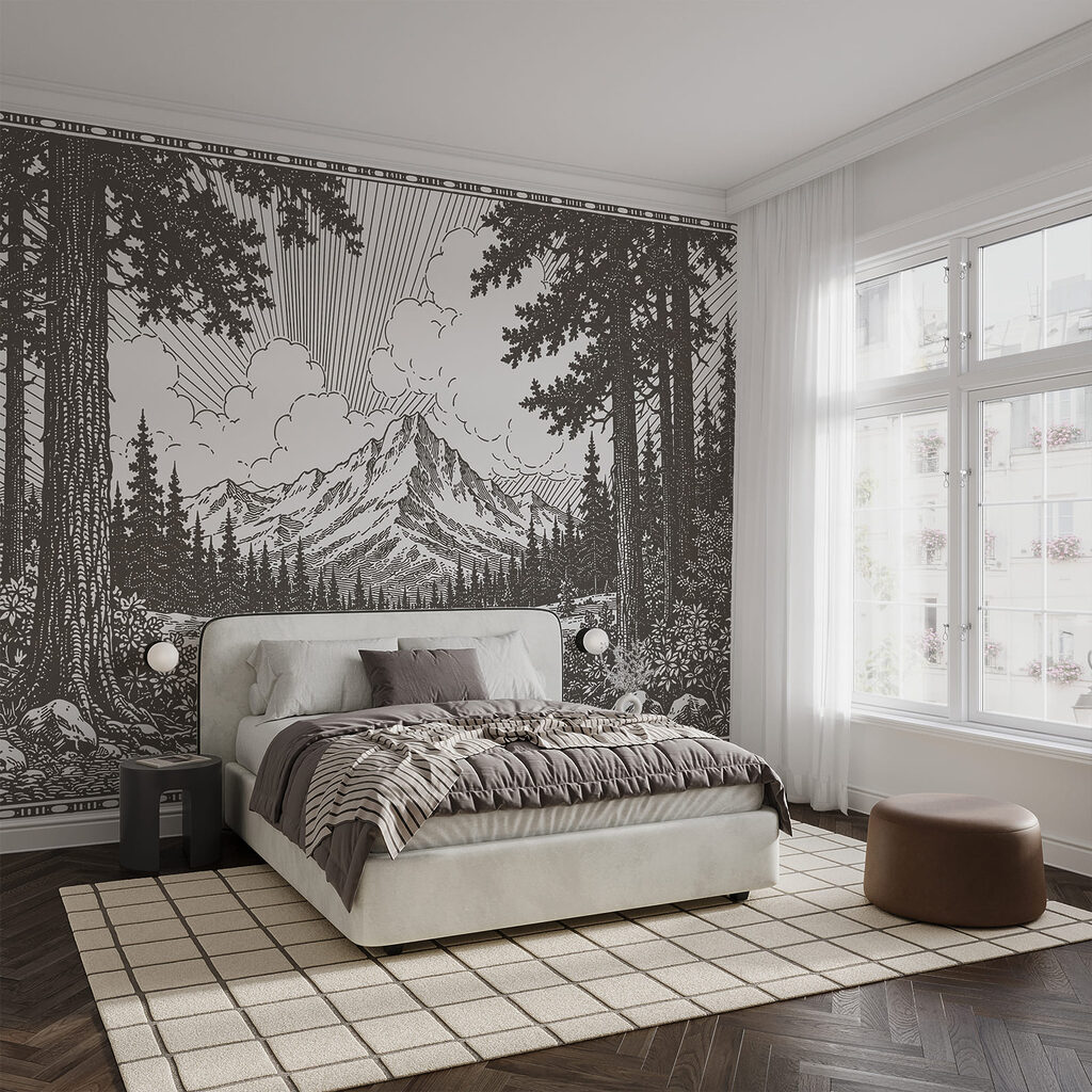 Sendero entre pinos — interior 1