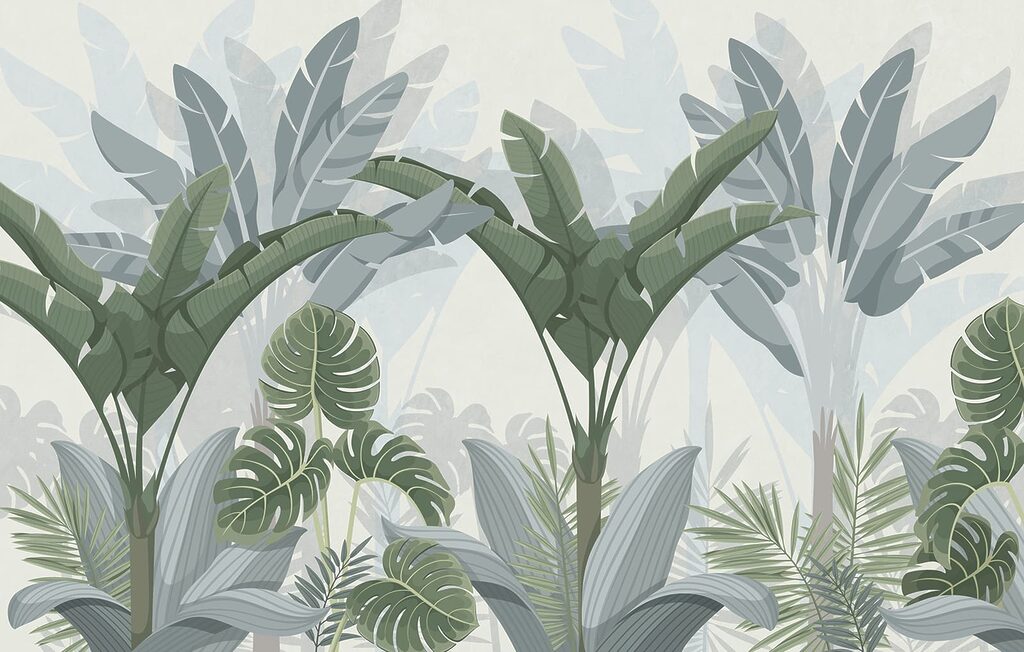 Hojas tropicales en capas — diseño completo