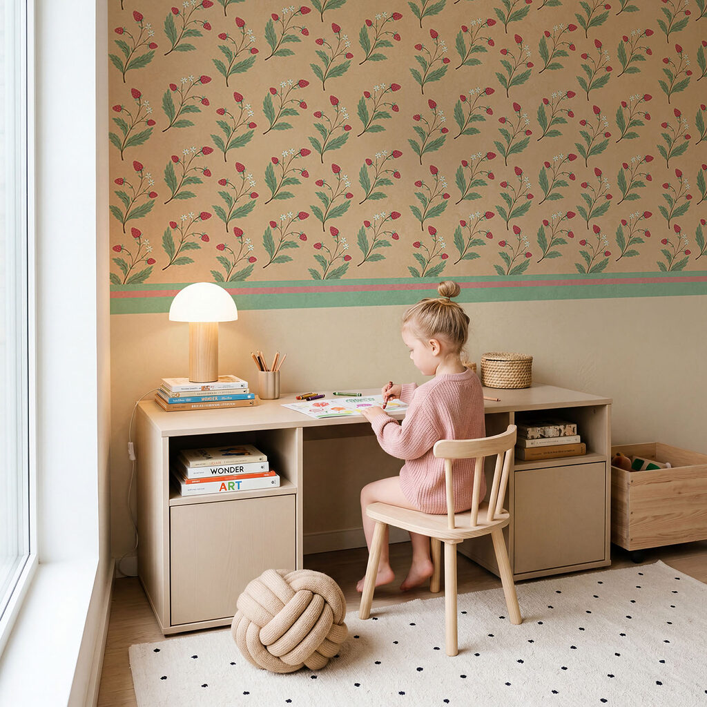 Ramitas floridas sobre beige — interior 1