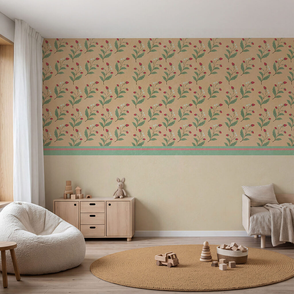 Ramitas floridas sobre beige — interior 3