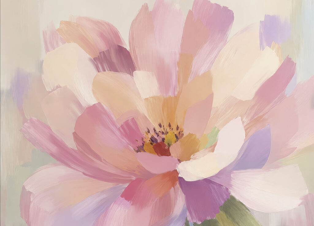 Flor en pinceladas amplias — diseño completo